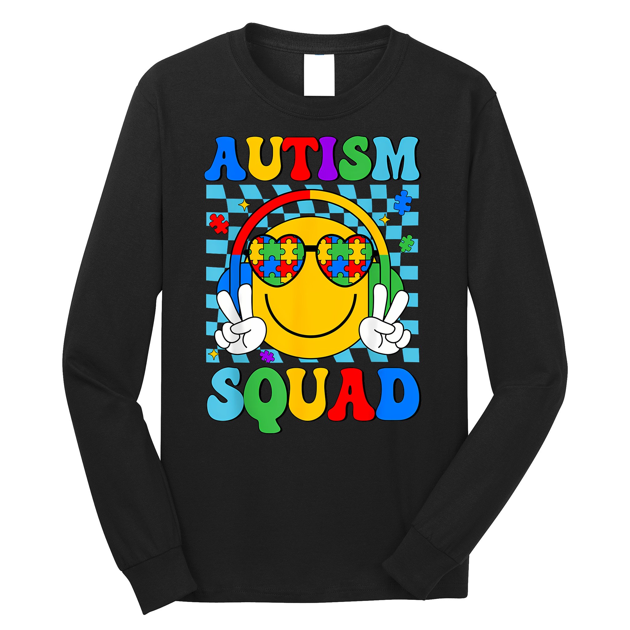 Autism Awareness Autism Squad Support Smile Face Women  Long Sleeve Shirt