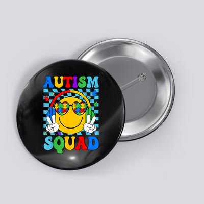Autism Awareness Autism Squad Support Smile Face Women  Button
