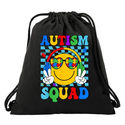 Autism Awareness Autism Squad Support Smile Face Women  Drawstring Bag