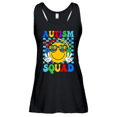 Autism Awareness Autism Squad Support Smile Face Women  Ladies Essential Flowy Tank