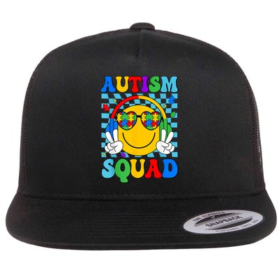 Autism Awareness Autism Squad Support Smile Face Women  Flatbill Hat