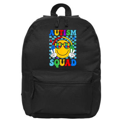 Autism Awareness Autism Squad Support Smile Face Women  16 in Basic Backpack