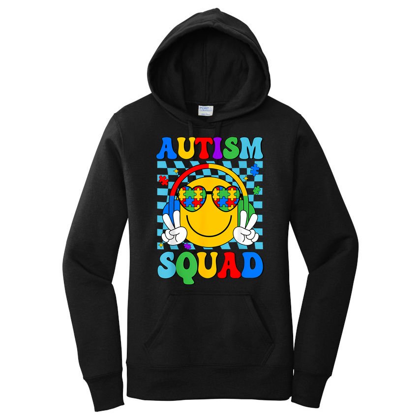Autism Awareness Autism Squad Support Smile Face Women  Women's Pullover Hoodie