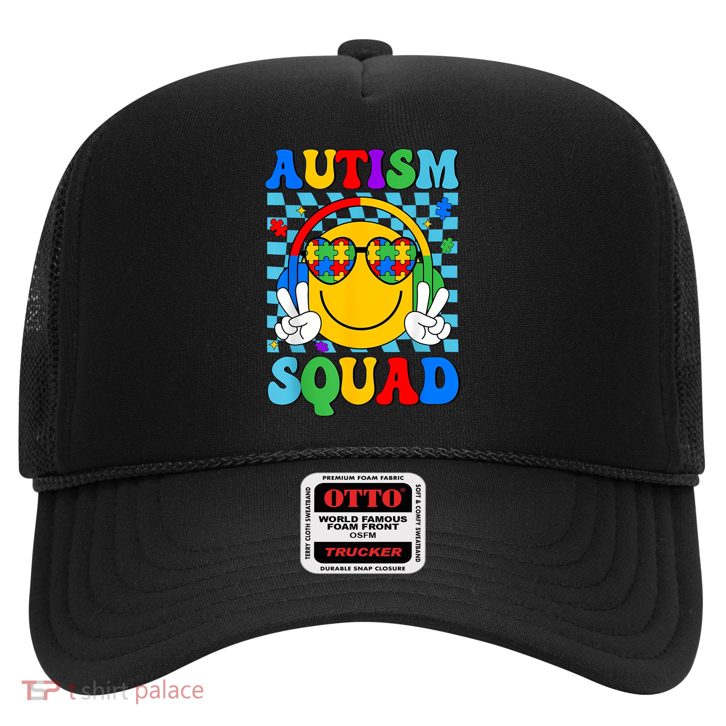 Autism Awareness Autism Squad Support Smile Face Women  Trucker Hat