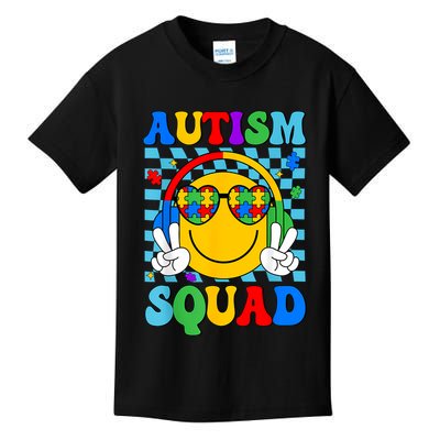 Autism Awareness Autism Squad Support Smile Face Women  Kids T-Shirt