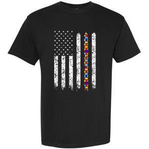 Autism Awareness American Flag Garment-Dyed Heavyweight T-Shirt