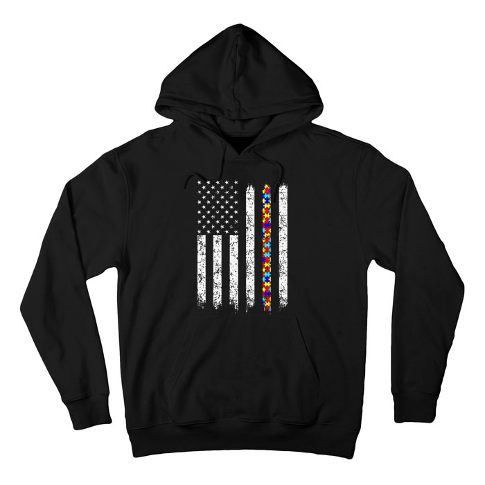 Autism Awareness American Flag Hoodie