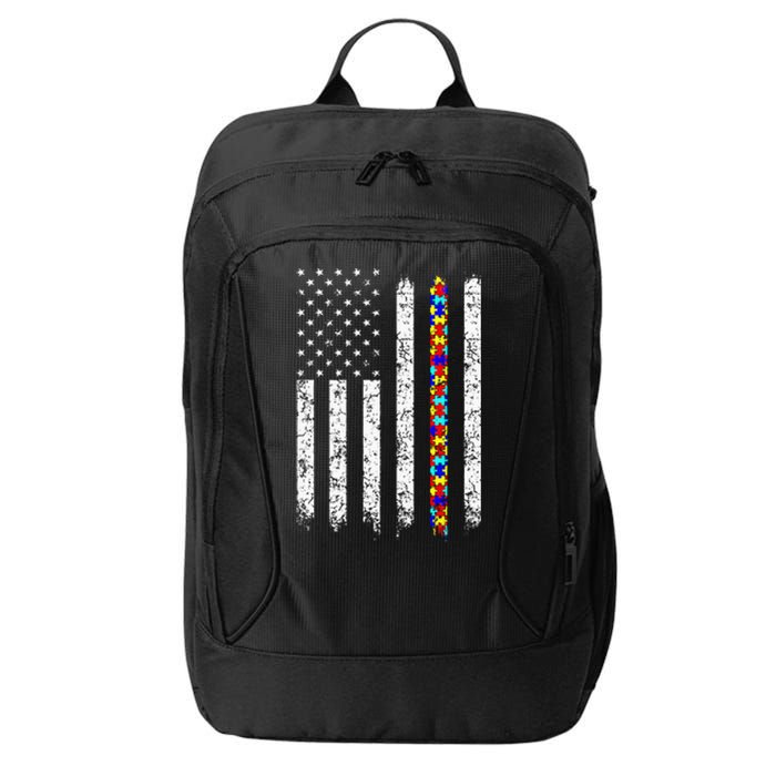 Autism Awareness American Flag City Backpack