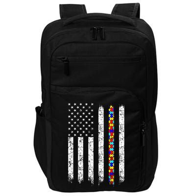 Autism Awareness American Flag Impact Tech Backpack