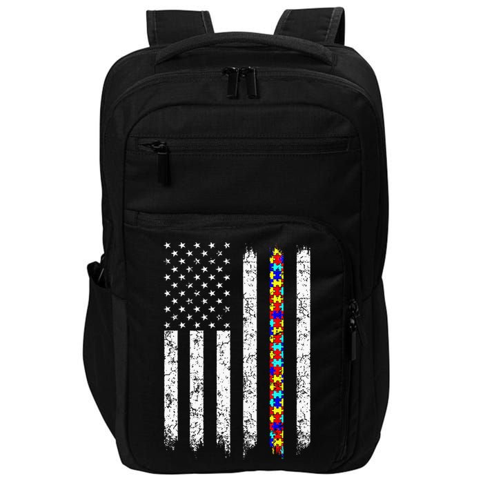 Autism Awareness American Flag Impact Tech Backpack