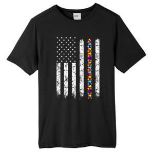 Autism Awareness American Flag Tall Fusion ChromaSoft Performance T-Shirt