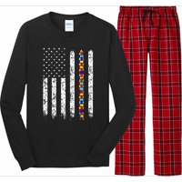 Autism Awareness American Flag Long Sleeve Pajama Set