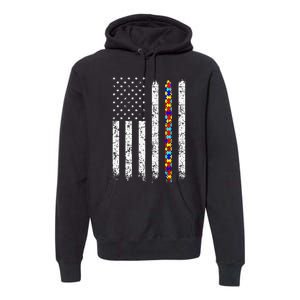 Autism Awareness American Flag Premium Hoodie