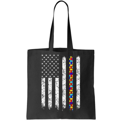 Autism Awareness American Flag Tote Bag