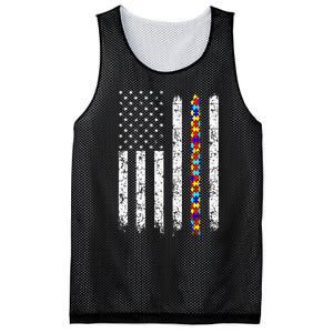 Autism Awareness American Flag Mesh Reversible Basketball Jersey Tank