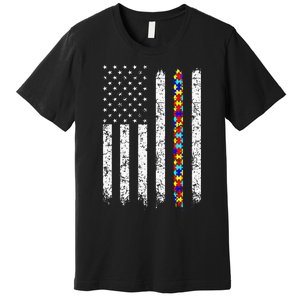 Autism Awareness American Flag Premium T-Shirt