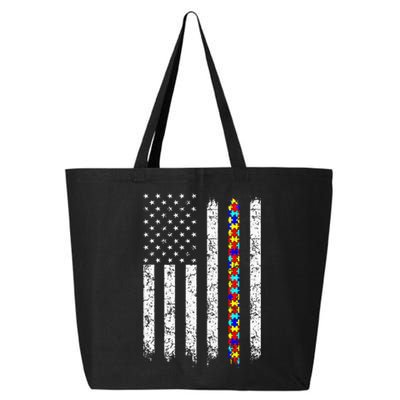 Autism Awareness American Flag 25L Jumbo Tote