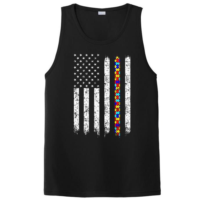 Autism Awareness American Flag PosiCharge Competitor Tank