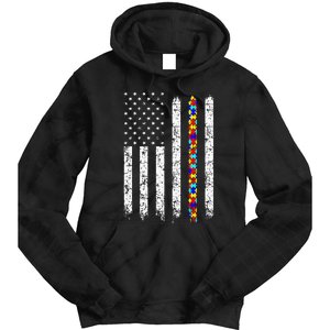 Autism Awareness American Flag Tie Dye Hoodie