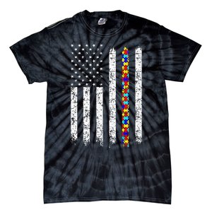 Autism Awareness American Flag Tie-Dye T-Shirt