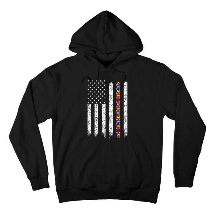 Autism Awareness American Flag Tall Hoodie