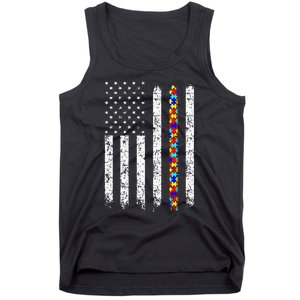 Autism Awareness American Flag Tank Top