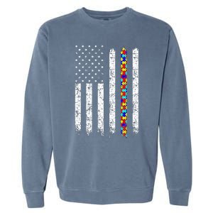 Autism Awareness American Flag Garment-Dyed Sweatshirt