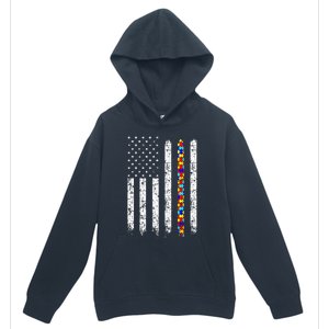 Autism Awareness American Flag Urban Pullover Hoodie