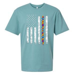 Autism Awareness American Flag Sueded Cloud Jersey T-Shirt