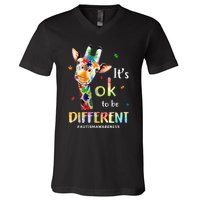 Autism Awareness Acceptance Its Ok To Be Different V-Neck T-Shirt