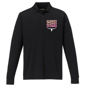 Alright Alright Alright Texas Bull Texas Pride State Usa Performance Long Sleeve Polo