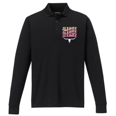 Alright Alright Alright Texas Bull Texas Pride State Usa Performance Long Sleeve Polo