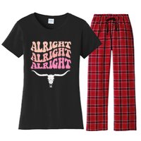 Alright Alright Alright Texas Bull Texas Pride State Usa Women's Flannel Pajama Set