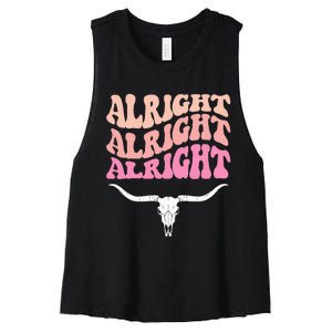 Alright Alright Alright Texas Bull Texas Pride State Usa Women's Racerback Cropped Tank