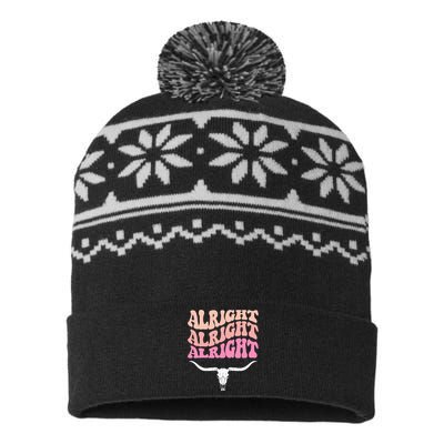 Alright Alright Alright Texas Bull Texas Pride State Usa USA-Made Snowflake Beanie