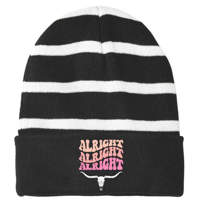 Alright Alright Alright Texas Bull Texas Pride State Usa Striped Beanie with Solid Band