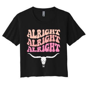 Alright Alright Alright Texas Bull Texas Pride State Usa Women's Crop Top Tee