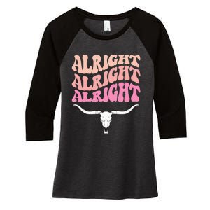 Alright Alright Alright Texas Bull Texas Pride State Usa Women's Tri-Blend 3/4-Sleeve Raglan Shirt