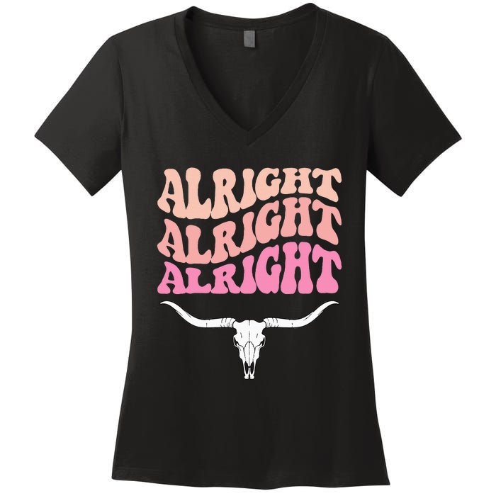 Alright Alright Alright Texas Bull Texas Pride State Usa Women's V-Neck T-Shirt