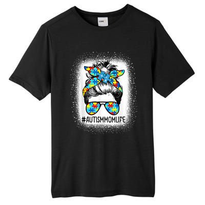 Autism Awareness Autism Mom Life Messy Hair Bun Mother's Day Gift Tall Fusion ChromaSoft Performance T-Shirt