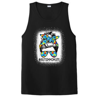 Autism Awareness Autism Mom Life Messy Hair Bun Mother's Day Gift PosiCharge Competitor Tank