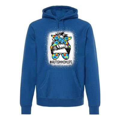 Autism Awareness Autism Mom Life Messy Hair Bun Mother's Day Gift Premium Hoodie