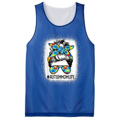 Autism Awareness Autism Mom Life Messy Hair Bun Mother's Day Gift Mesh Reversible Basketball Jersey Tank