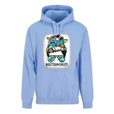 Autism Awareness Autism Mom Life Messy Hair Bun Mother's Day Gift Unisex Surf Hoodie