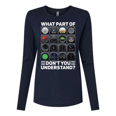 Airline Aircraft Airplane Pilot Tools Instruments Indicators Womens Cotton Relaxed Long Sleeve T-Shirt