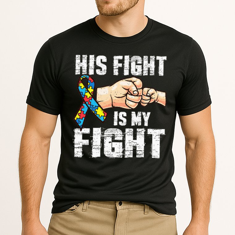 Autism Awareness Autism Mom Dad His Fight Is My Fight Cooling Performance Crew T-Shirt