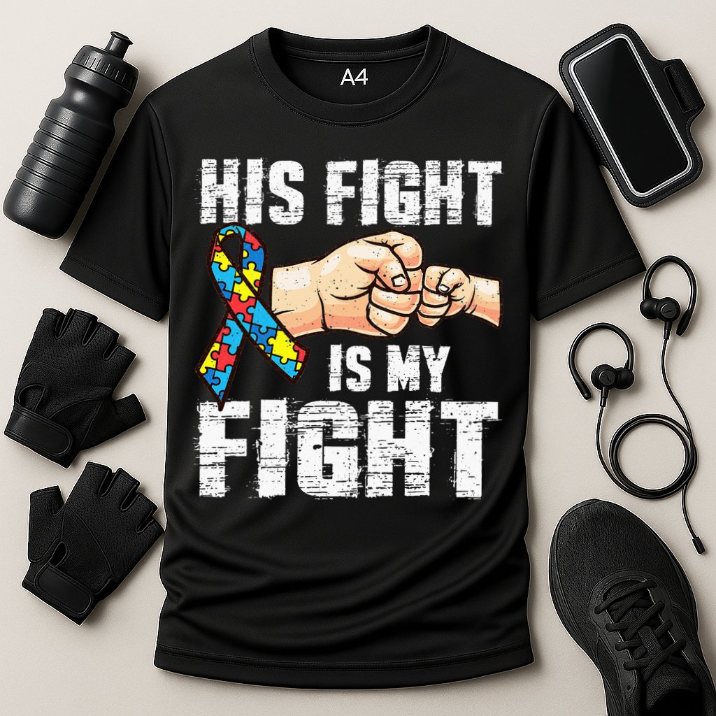 Autism Awareness Autism Mom Dad His Fight Is My Fight Cooling Performance Crew T-Shirt