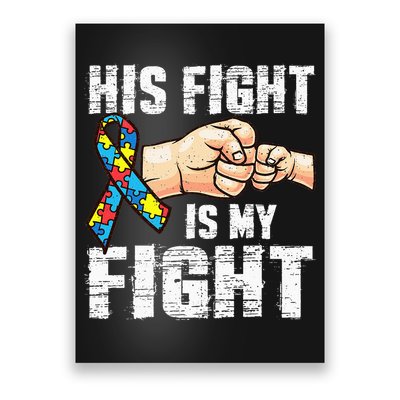 Autism Awareness Autism Mom Dad His Fight Is My Fight Poster