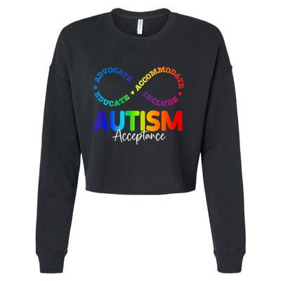 Autism Awareness Acceptance Infinity Symbol Cropped Pullover Crew