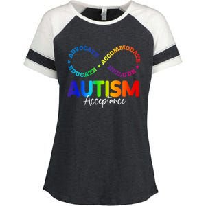 Autism Awareness Acceptance Infinity Symbol Enza Ladies Jersey Colorblock Tee